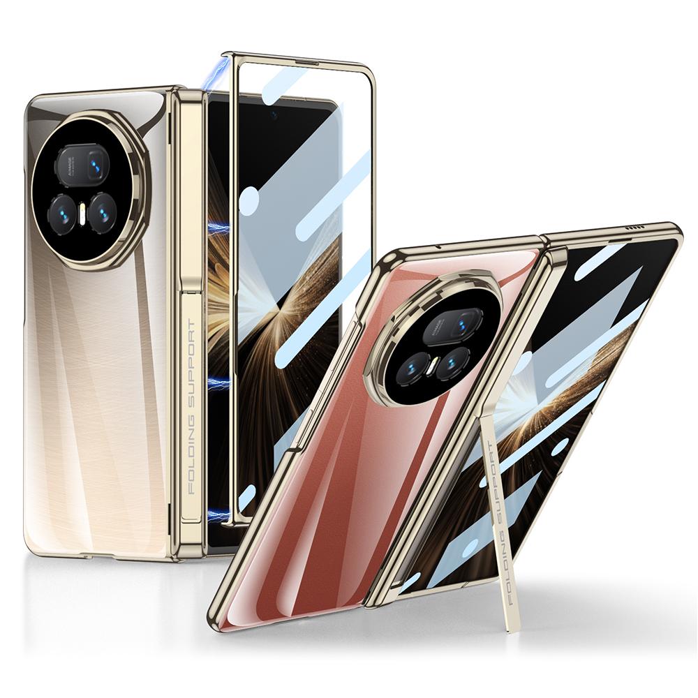 GKK For Honor Magic V5 5G Case Ultra Clear Magnetic Hinge PC+Tempered Glass Phone Cover