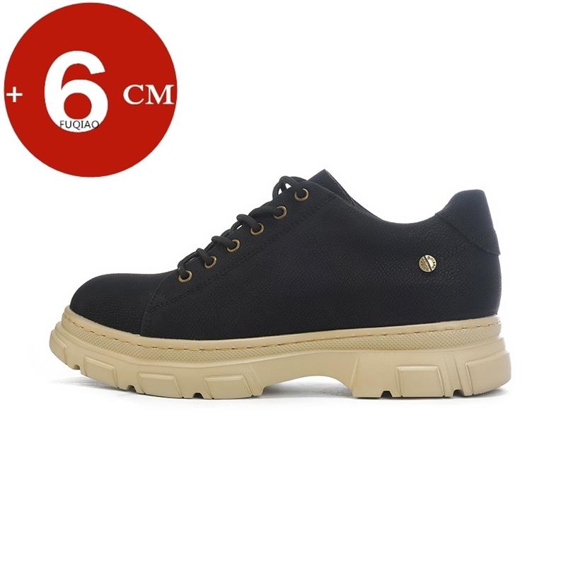 

Fashion Unisex 6cm Height Increasing Shoes Comfortable Non Slip Casual Elevator Work Boots Breathable Durable Cushioned Sole 35 чёрный