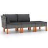 vidaXL 3-part. Garden Lounge Set Poly Rattan and Solid Wood Eucalyptus