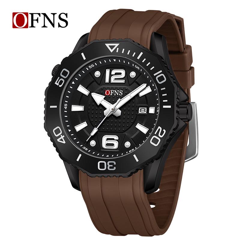 

OFN Men s Waterproof Quartz Watch - Business Fashion with Rotating Bezel and Luminous Features