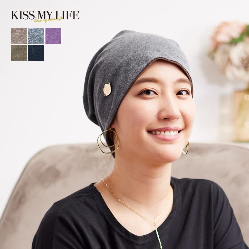 KISS MY LIFE Medical Care Hat for Cute and Hemp 5 Colors Hat, Women, Stylish, Knit, Sleepwear, Quick-Drying, (Lilac) (kml100306c)