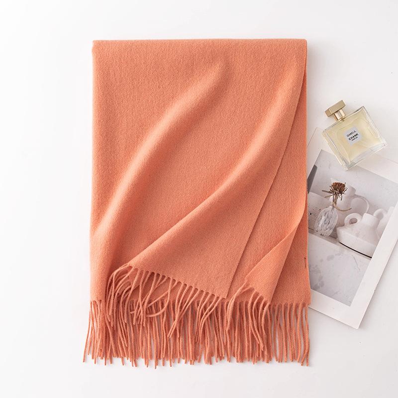 

New Solid Color Widened Wool Scarf Light Luxury High End Autumn and Winter Thickened Warm Wool Large Shawl 70*200cm