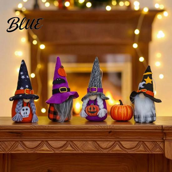 Halloween Party Ornaments Plush Gnome Decoration Spooky Witch Hat Swedish Tomte Elf Figurine Soft Fabric Collectibles Mini Scandinavian Dwarf