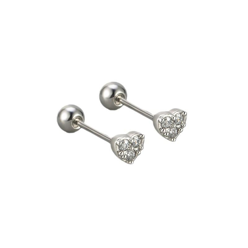 Heart Shaped Stud Earrings With Micro Zirconia Simple And Elegant Heart Earrings For Women Fashionable And Delicate Jewelry