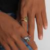 18K Gold Plated Stainless Steel Open Ring with Natural Stone