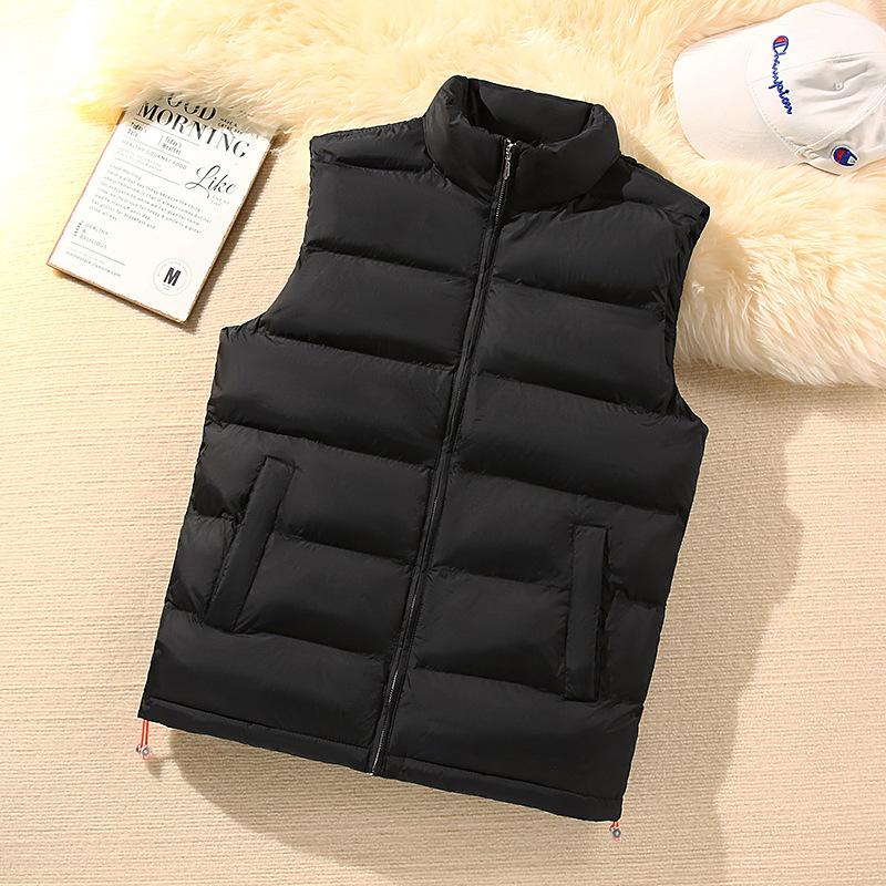 

Осень и зима новый женский простой жилет спорт и отдых однотонный воротник-стойка парный жилет куртка 4XL чёрный