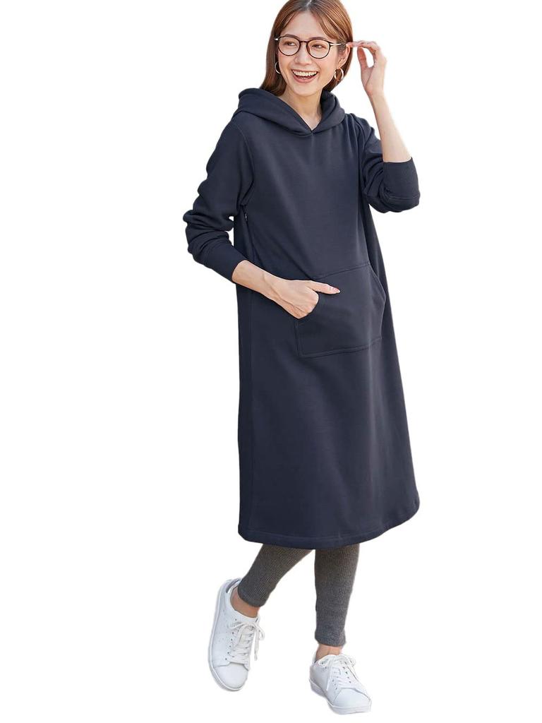 Maternity Nursing One Extremely Fleece Shaggy One Long Nursing Navy [ANGELIEBE] Clothes, Piece, Warm, Lining, Lining, Parka, Warm, Piece, Prenatal,