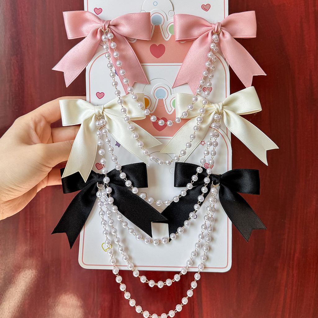 1PC Pearl Bow Hair Accessories - Hairpins, Hairpins and Chains, Suitable for Women, Thick or Thin Hair
