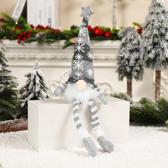 Pandantiv Gnom de Crăciun cu Lumini LED Alb Cald Barbă Lungă Gnom de Crăciun Decor de Masă pentru Casă