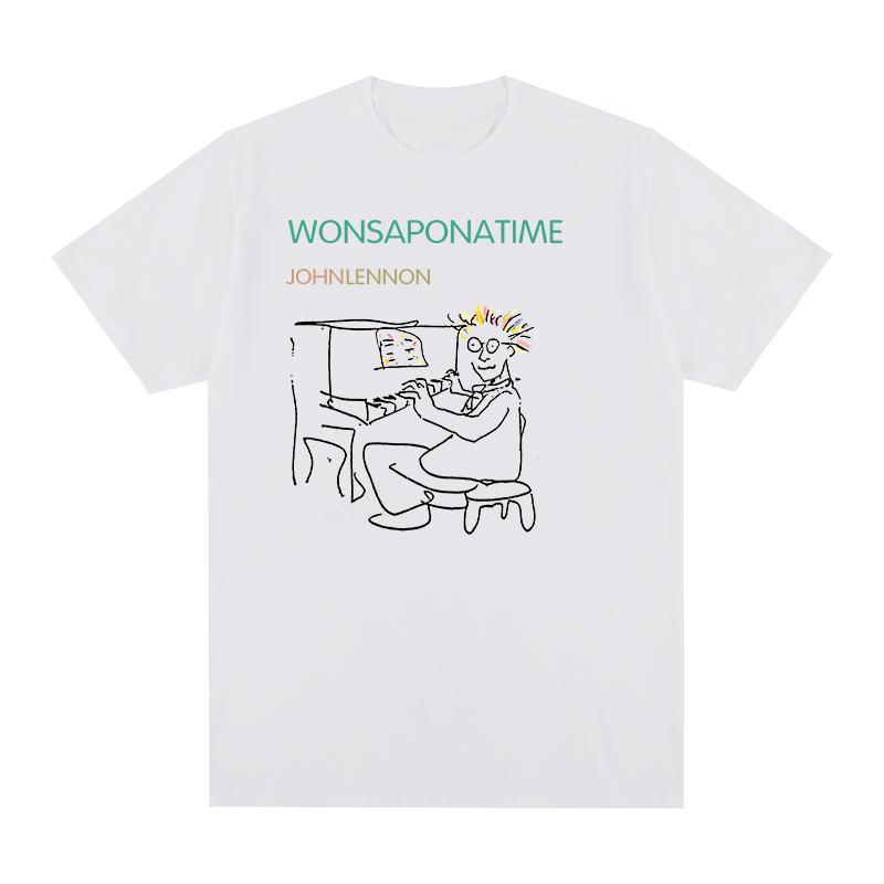 

JOHN Wonsaponatime Vintage Tshirt Rock American Retro Hip Hop Fashion Casual Cotton Men T shirt New Tee Tshirt Womens Tops S