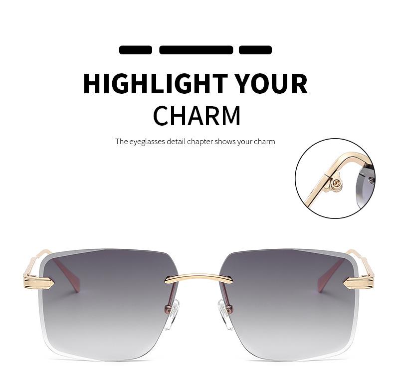Rimless Square Sunglasses Women Men Luxury Design Retro Fashion Metal Sun Glasses Frameless Eyewear Vintage Summer Street Shades