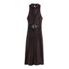 Kaslead New Arrival Women's Clothing Fashion Style with Belt Silk Satin Texture round Neck Sleeveless Dress 2277302