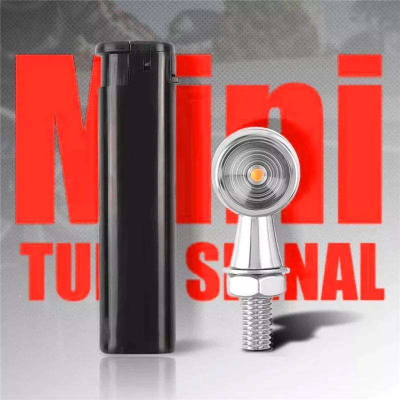 Motorcycle LED Turn Signal Light Chrome Bullet Moto Led Brake Stop Lights 8mm 12V Mini Signal Lamp For Honda Yamaha Cafe Racer