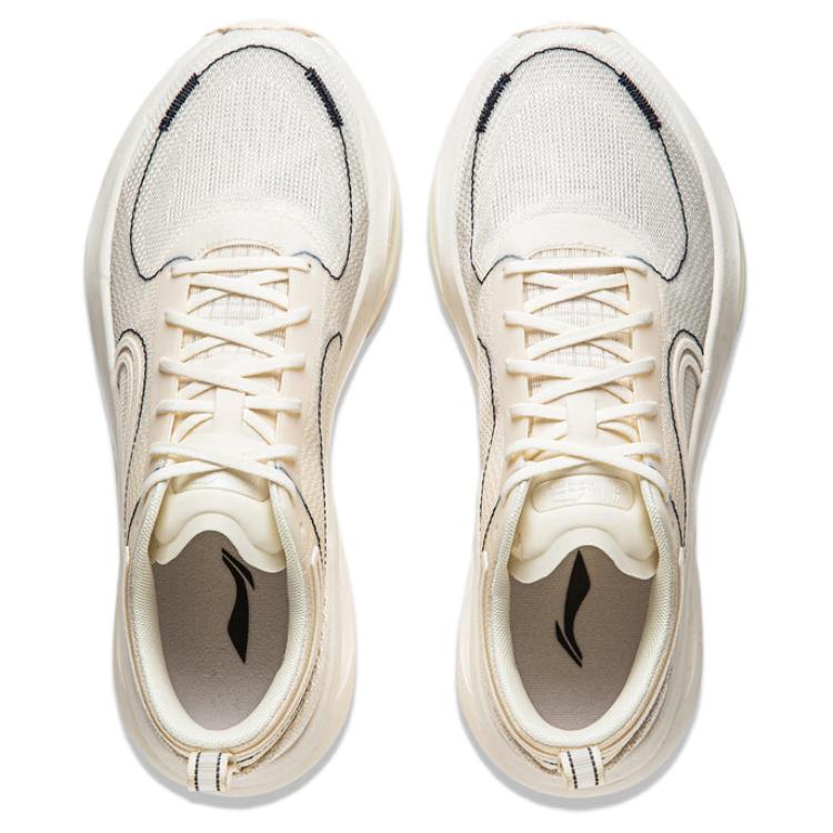 New LiNing Cushioning Abrasion Resistant Lightweight Rebound Low Top Running Shoes Women's Ecru ARHU006-23