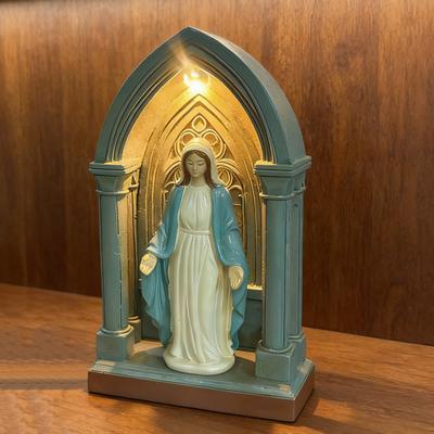LED Prayer Shrine Night Light Religious Table Lamp with Illuminated Arch Spiritual