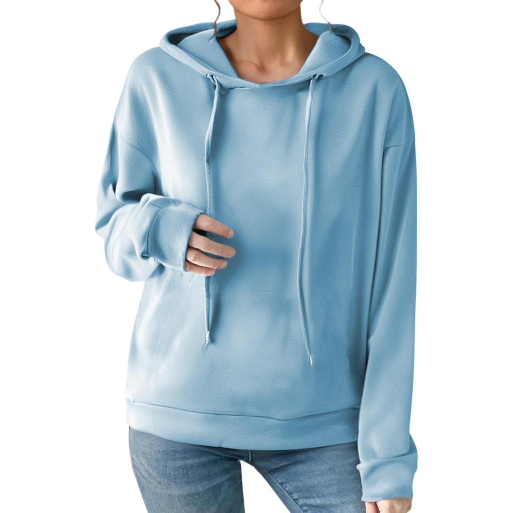Women's Fashionable Long-sleeved Pullover And Solid-color Hooded Sweatshirt