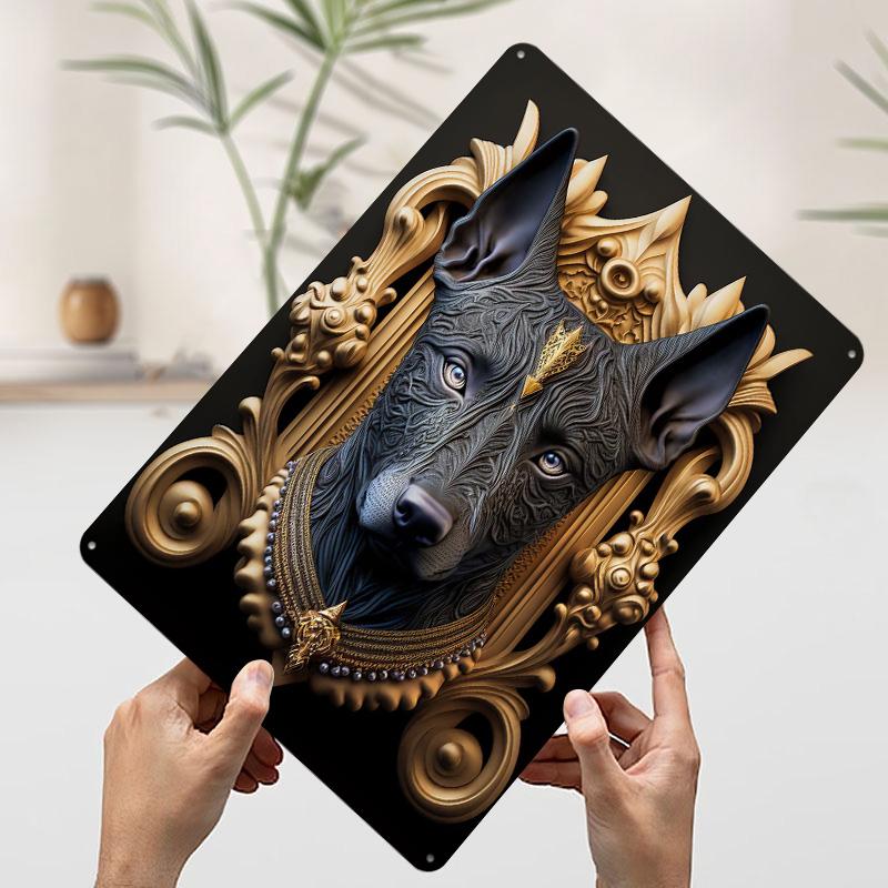 Dog Golden Art Deco Tinplate Poster Custom Wall Art Vintage Metal Signs Retro Tin Plaque for Interior Decoration Living Room