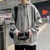 Spring and Autumn Hooded Sweater Men, Fake Two-piece Top Teen Casual Fashion Hoodie