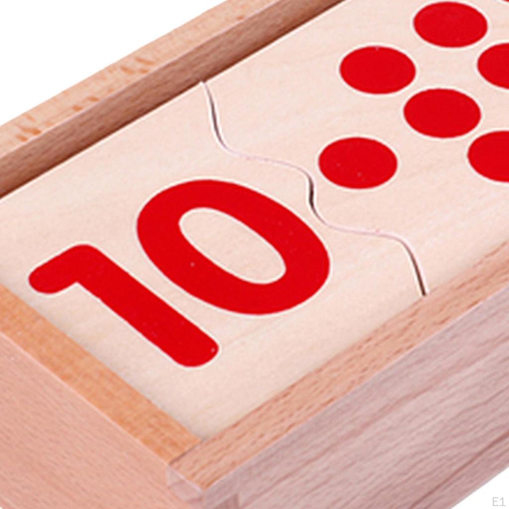 Wooden Montessori Mathematics Material Numbers Matching Game Puzzles Kids Early Learning Educational
