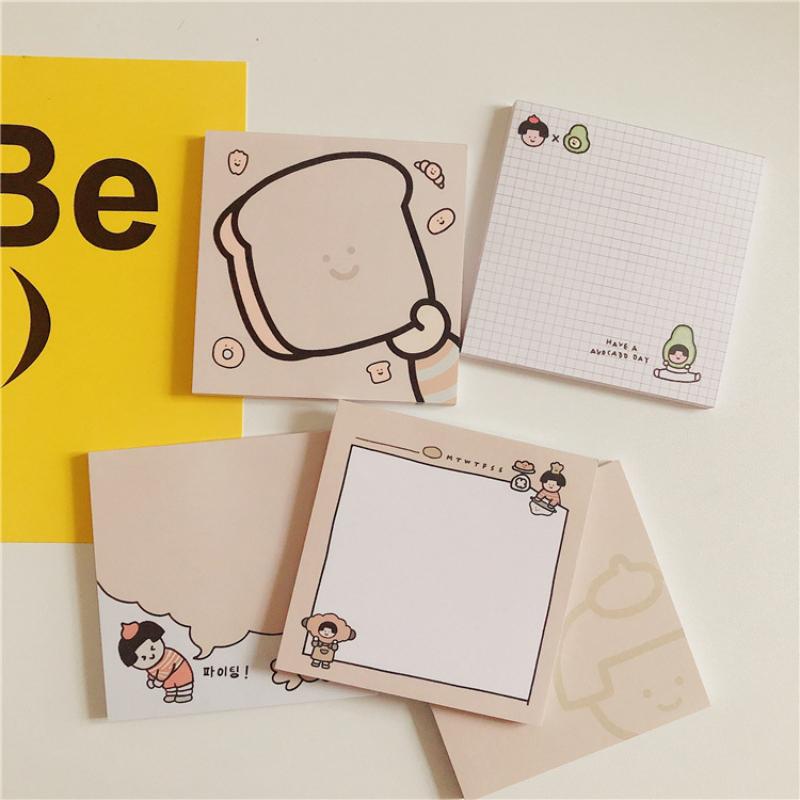 Memo Pad Bread No-sticky Note Paper Grid Square Notepad for Diary Decoration Student Stationery School Supplies