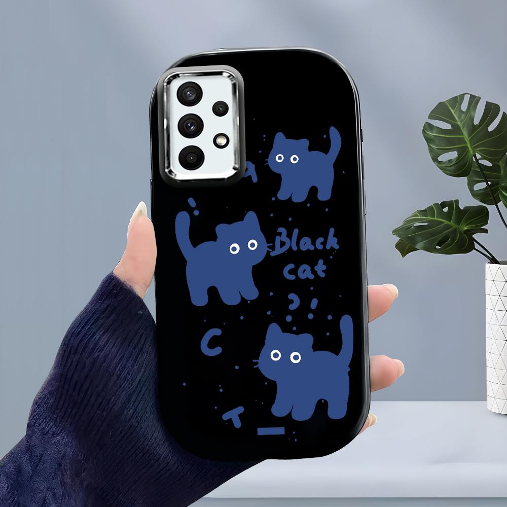 

Жидкий силиконовый чехол для телефона с милыми черными котами для Samsung Galaxy S24 S23 S22 S21 S20 FE Plus Ultra Note 20 10 A51 A52 A54 A73, противоударный мягкий чехол Samsung A22 чёрный
