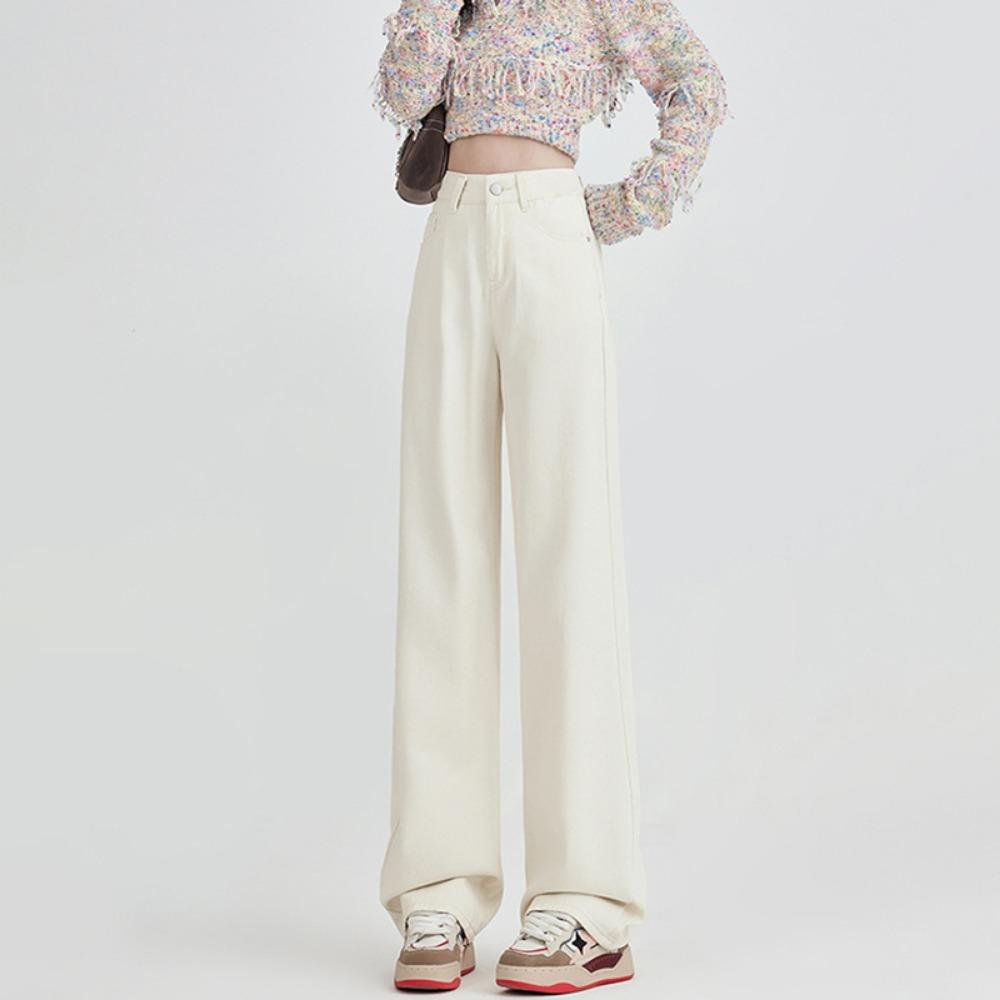 

Casual versatile wide-leg jeans women s autumn and winter new temperament fashionable high-waisted and thin straight floor pants 2XL