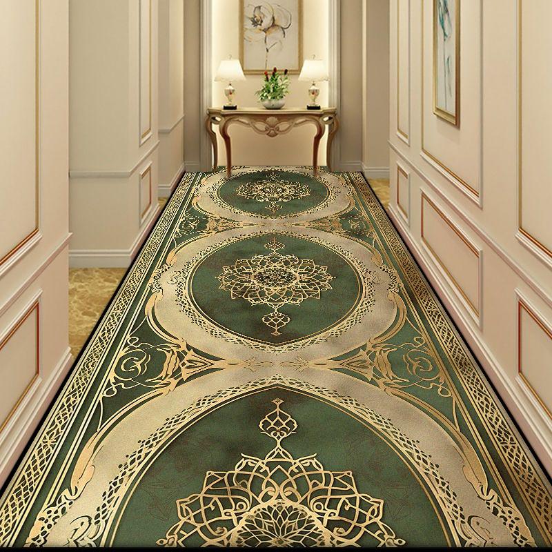 European Golden Long Corridor Carpet Luxury Decoration Home Stairs Runner Non-slip Rugs Villa Lobby Entryway Mat Customizable