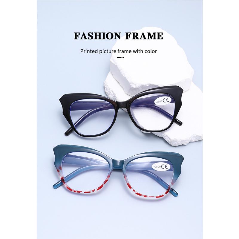 Cat Eye Reading Glasses for Women Fashionable Trendy Prescription Eyewear Anti Blue Light hyperopia Correction Eyeglass +1+1.5+2