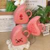 Produto único -- copo de cerâmica para kueh de pêssego vermelho, estilo nacional, mercadoria de estilo chinês, periferia personalizada, presente de aniversário, prático