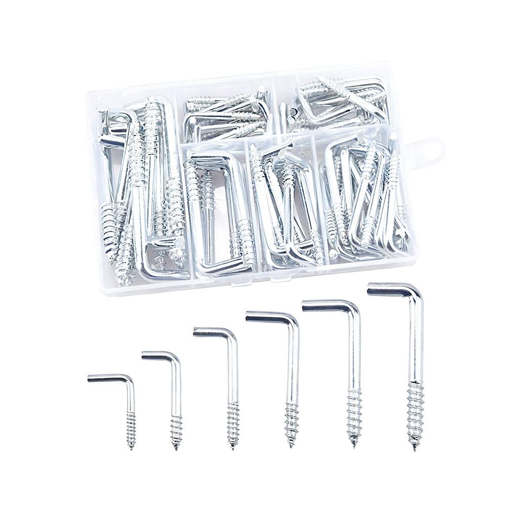 75pcs 7 Different Shapes Screw-in Hooks Stainless Steel Screw Hook  Home Improvement