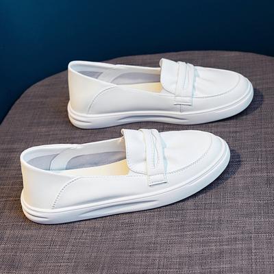 Versão em couro de vaca sapatos de enfermeira femininos de verão solas macias não cansam os pés, antiderrapantes pequenos sapatos brancos, solas grossas aumentam a altura, sapatos de trabalho brancos