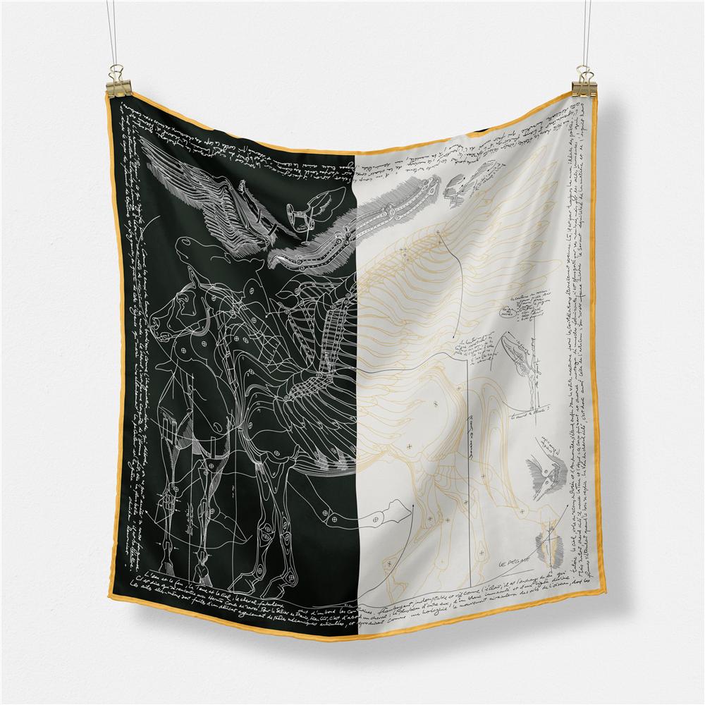 53cm Brand Square Scarf Women Design Horse Luxury Silk Scarf Bandana Headband Fashion Hijab Neckerchief For Ladies 2024 New