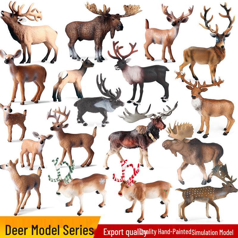 Children's Cognitive Toy: Solid Animal Models - Elk, Red Deer, Reindeer, and White-tailed Deer Christmas Ornament