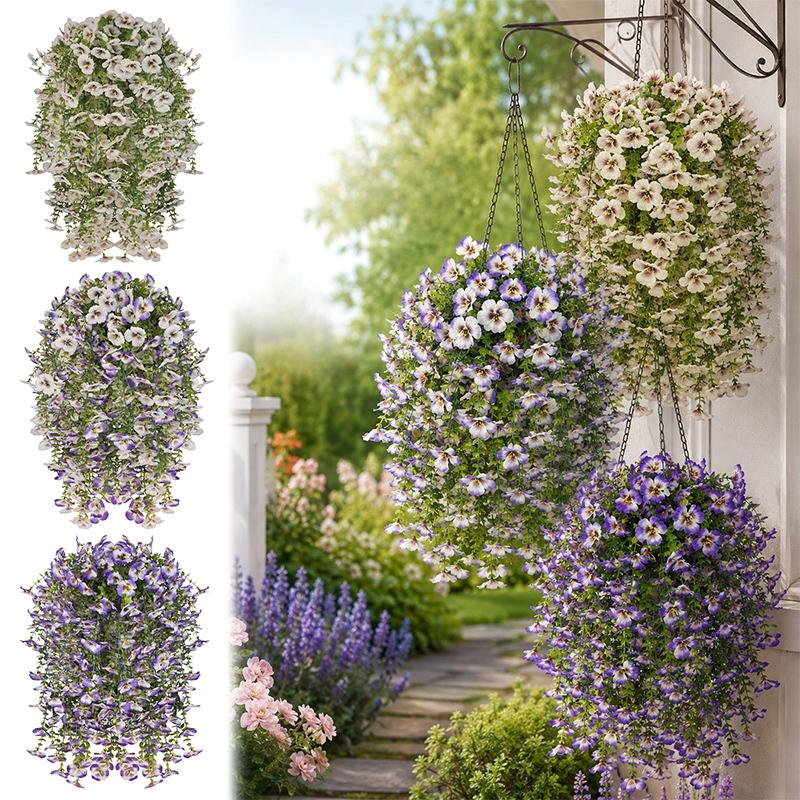 Artificial Hanging Flowers Plants UV Resistant Fake Hanging Giant Flower Morning Glory Balcony Garden Wedding Party Decor