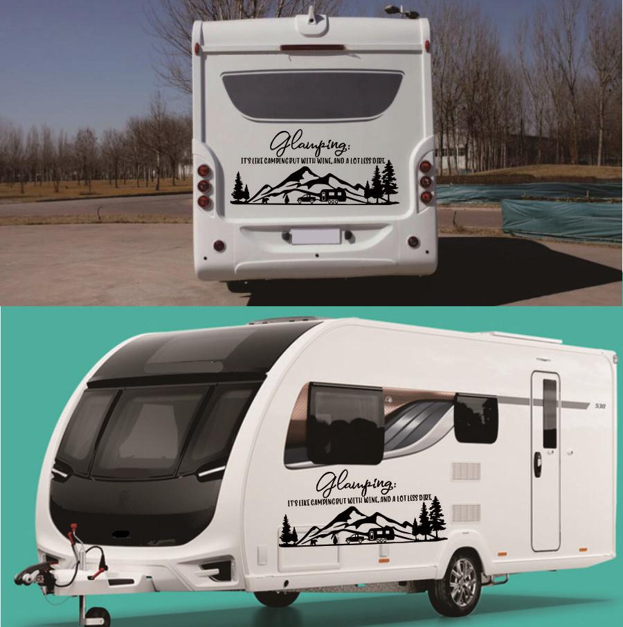 125x57cm Black Vinyl Glamping Rv Decal Motorhome Motor Home Decal Sticker Trim