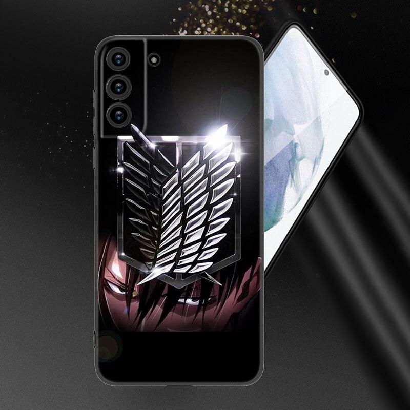 Anime Attack On Titan Handyhülle für Samsung Galaxy S20 S21 FE S22 Ultra S10 Lite S10E S9 S8 Plus S7 Edge Weiche TPU Schwarze Hülle