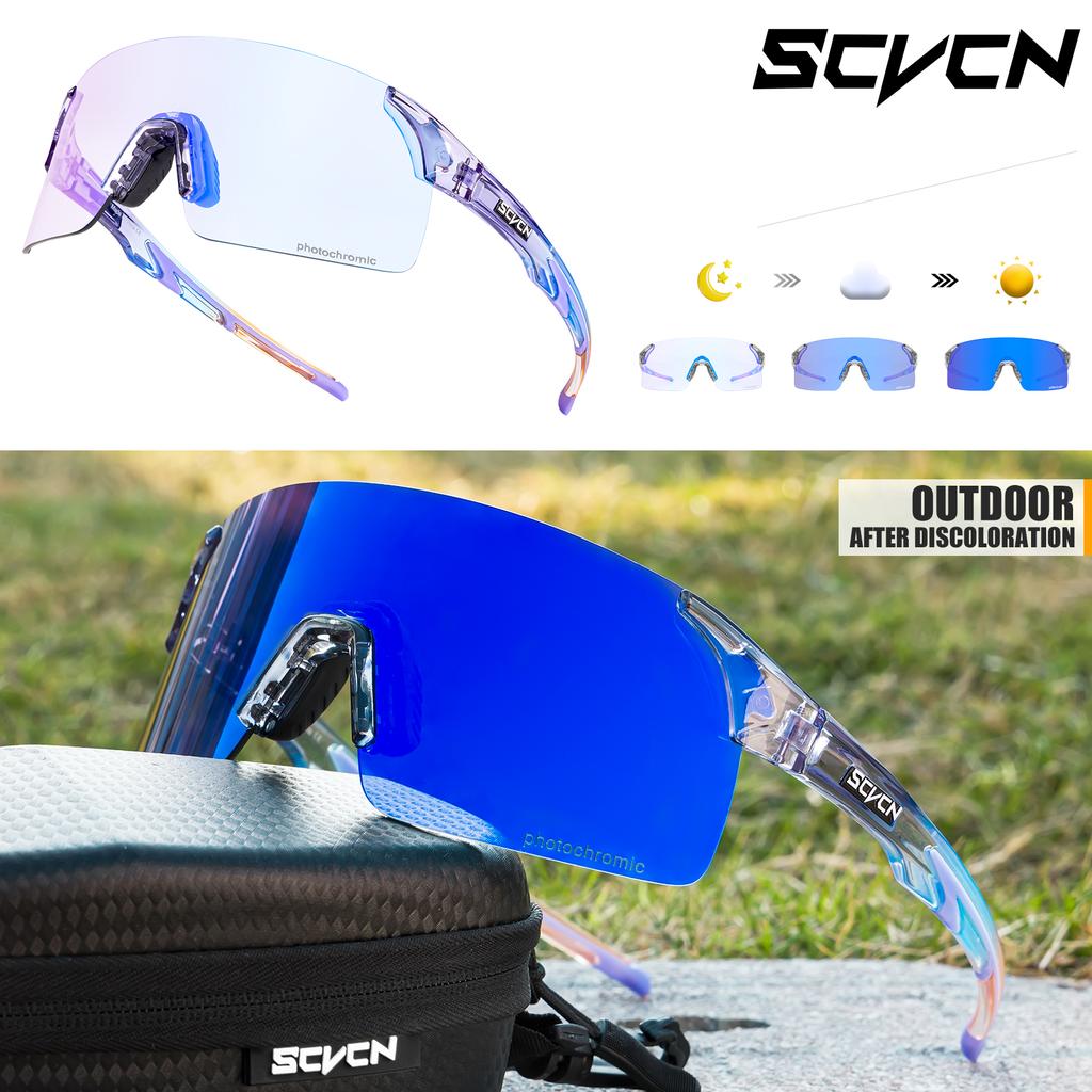 Scvcn Photochromic Sunglasses Cycling Blue Outdoor Sports Bike Glasses Red Man MTB Fishing Glasses Eyewear Bicycle Goggles 2024