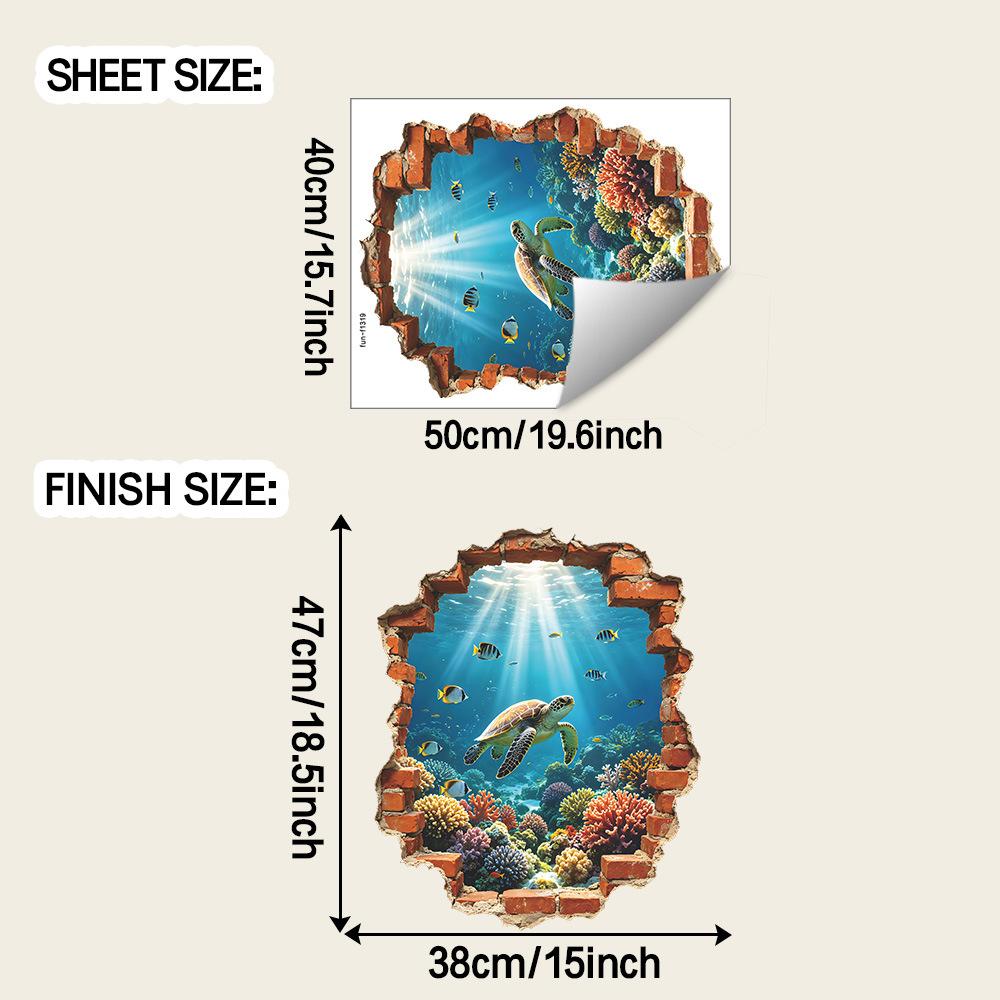 Personalized Wall-breaking Sea-bottom Sea-view Bathroom Children's Room Self-adhesive Wall Decoration Stickers