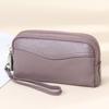 Doppelreißverschluss Echte Leder Damen Geldbörse Clutch Tasche Münzbörse Große Kapazität Damen Geldbörsen Handy Tasche