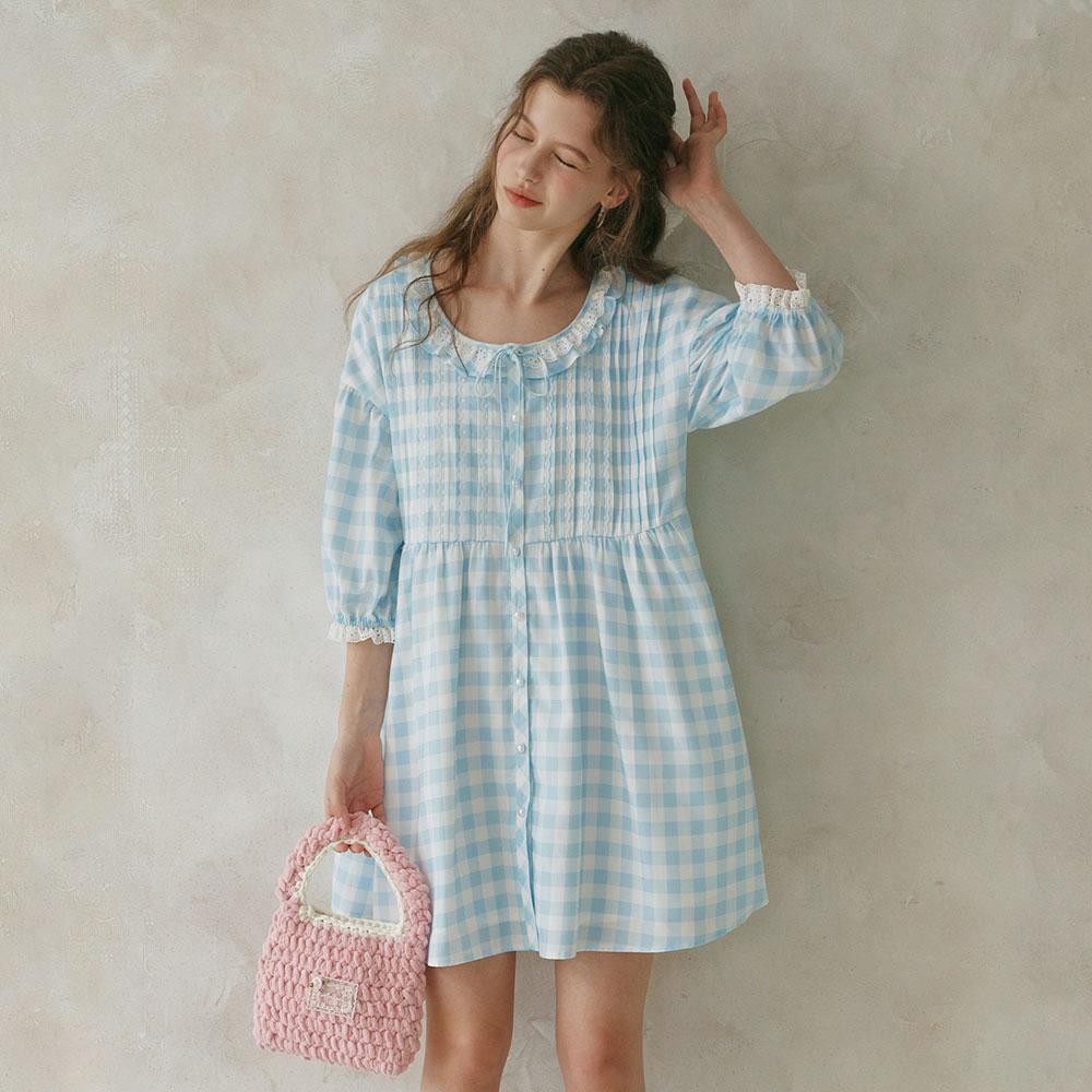 CEST MOIDEW Cest_Gingham Babydoll Mini Dress