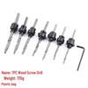 7-Piece Woodworking Countersink Drill Bit Set with Integrated Wood Screw Taper Hole Auger