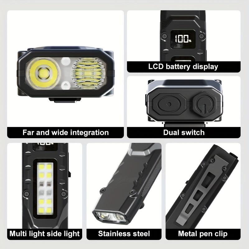 Portable Flat Flashlight with Warning Red Light Beam LED Combination Side Light Pocket Small Flashlight Suitable for Outdoor Emergency Operation
