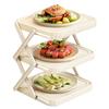3-Tier Foldable Storage Tray Vegetables Fruits Tiered Storage Tray Shelf Food Grade Non Bpa ,Large Capacity Space-Saving