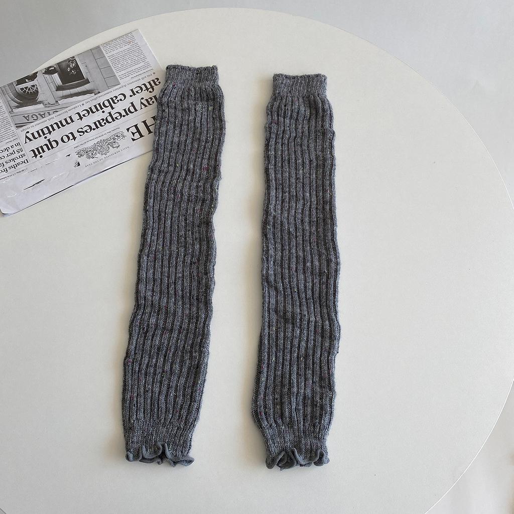 Wool Cashmere Women Leg Warmers Autumn Winter Warm Knitted Foot Cover Knee Socks Lolita Girls Solid Color Leg Warmer Stockings