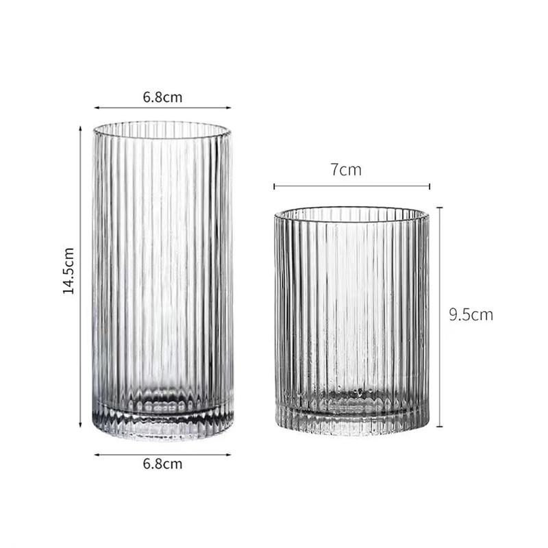 250ml/360ml Korean Style Cocktail Glass Restaurant Iced Latte Coffee Cup Art Design Juice Tea Cold Drink Cups Striped Glass Cup