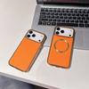 For IPhone17 for Apple 16pm Mobile Phone Case Electroplated Magnetic Lychee Pattern Orange Two-in-one Protective Cover