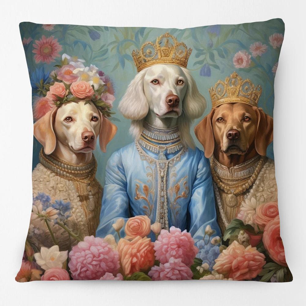 Renaissance Katze Malerei Cavalier King Charles Spaniel Malteser Hund Druck Kissenbezug Kissenhülle