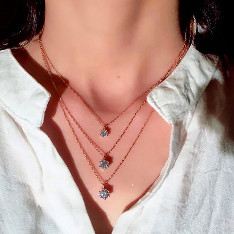 Exquisite And Minimalist Collarbone Women'S Necklace, Summer Fashion Student Round Crystal Pendant