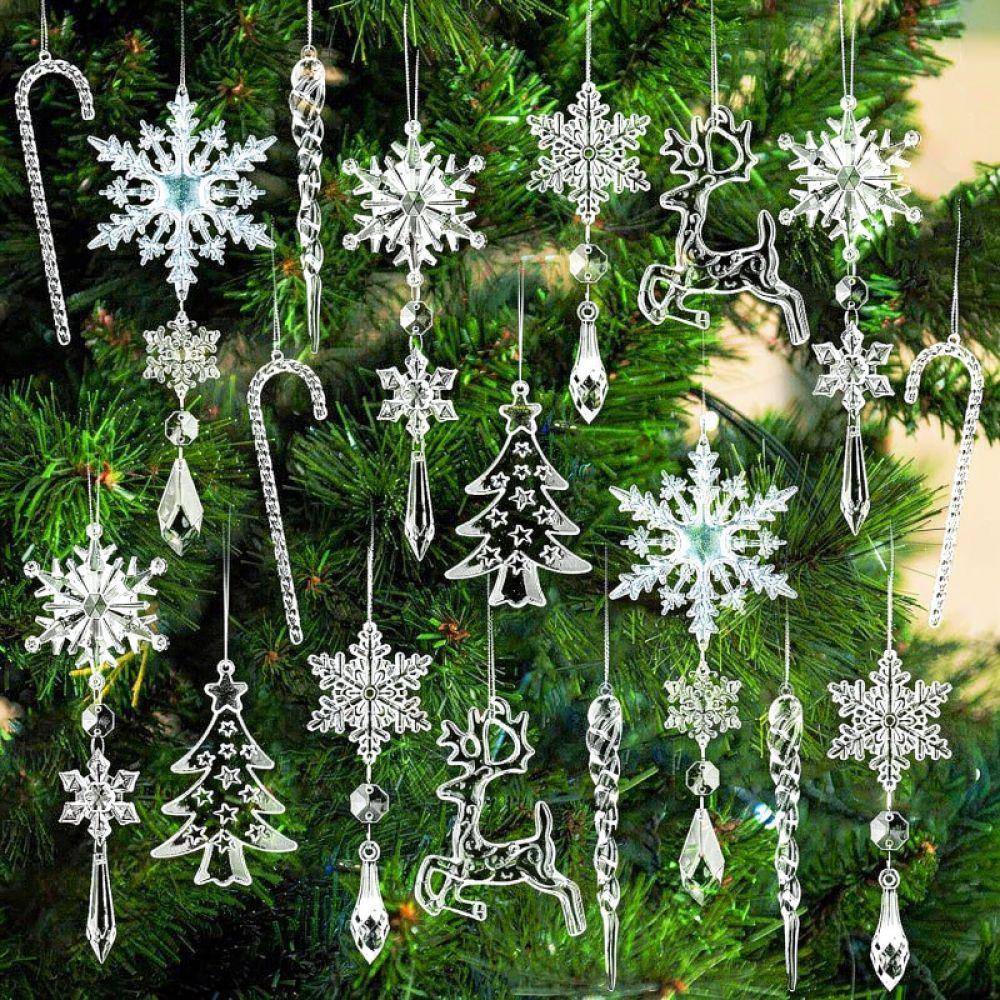 Decorative Crystal Style Snowflake Icicle Ornaments For Christmas Tree Holiday Party Home Decor Supplies