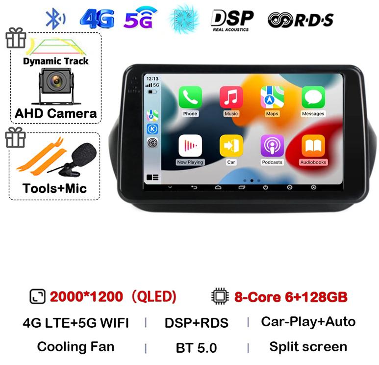 Android 14 Carplay Car Radio For Fiat Fiorino Qubo For Citroen Nemo For Peugeot Bipper 2008-2017 Multimedia Video Player Stereo